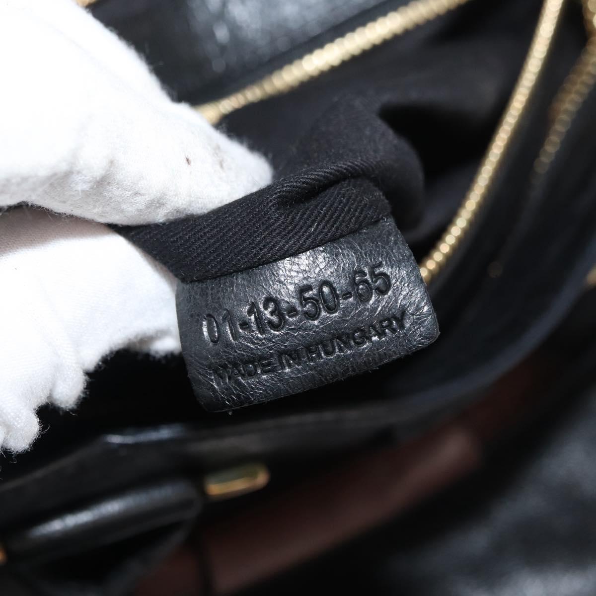 Chloe Etel Hand Bag Leather 2way Black Gold Auth 176589A