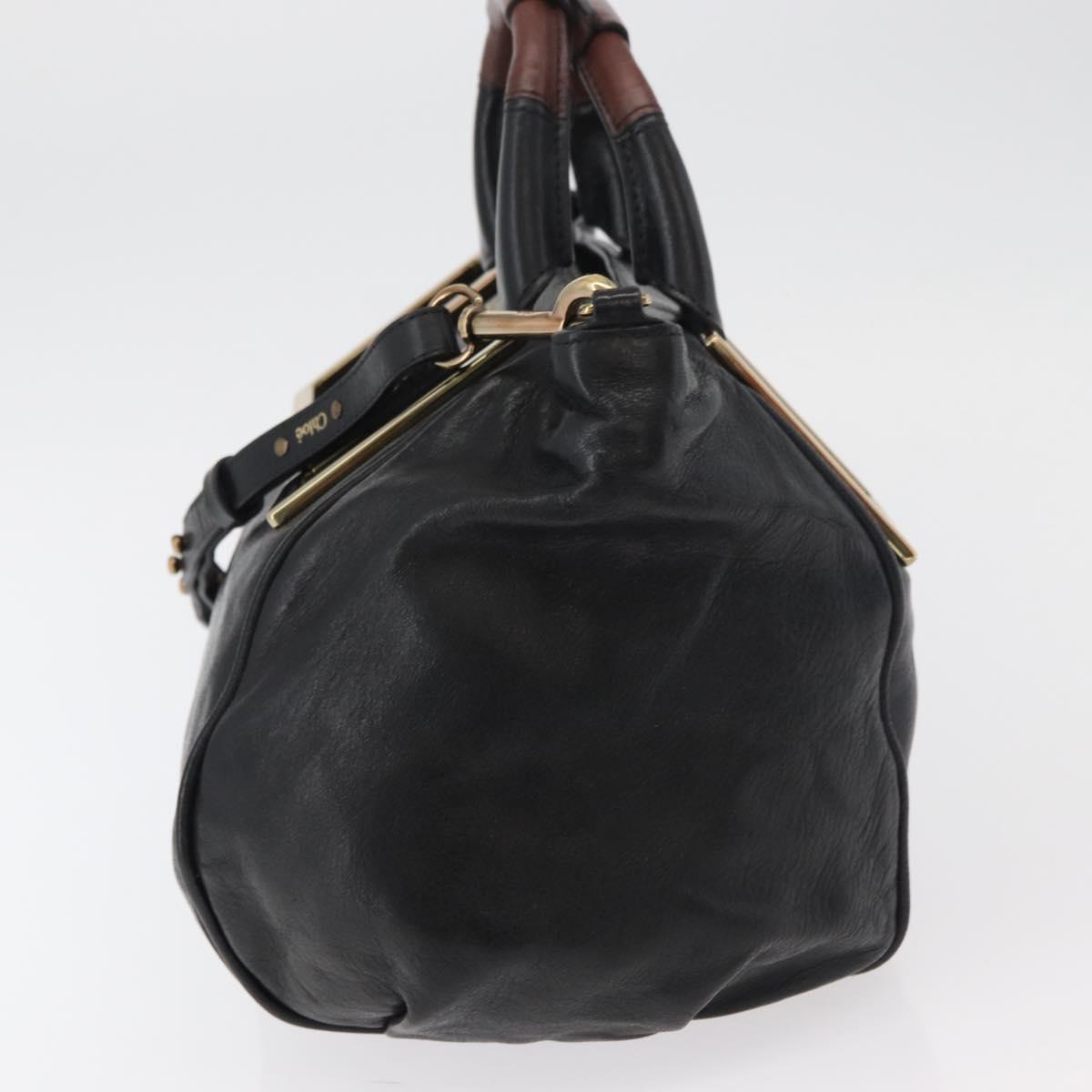 Chloe Etel Hand Bag Leather 2way Black Gold Auth 176589A