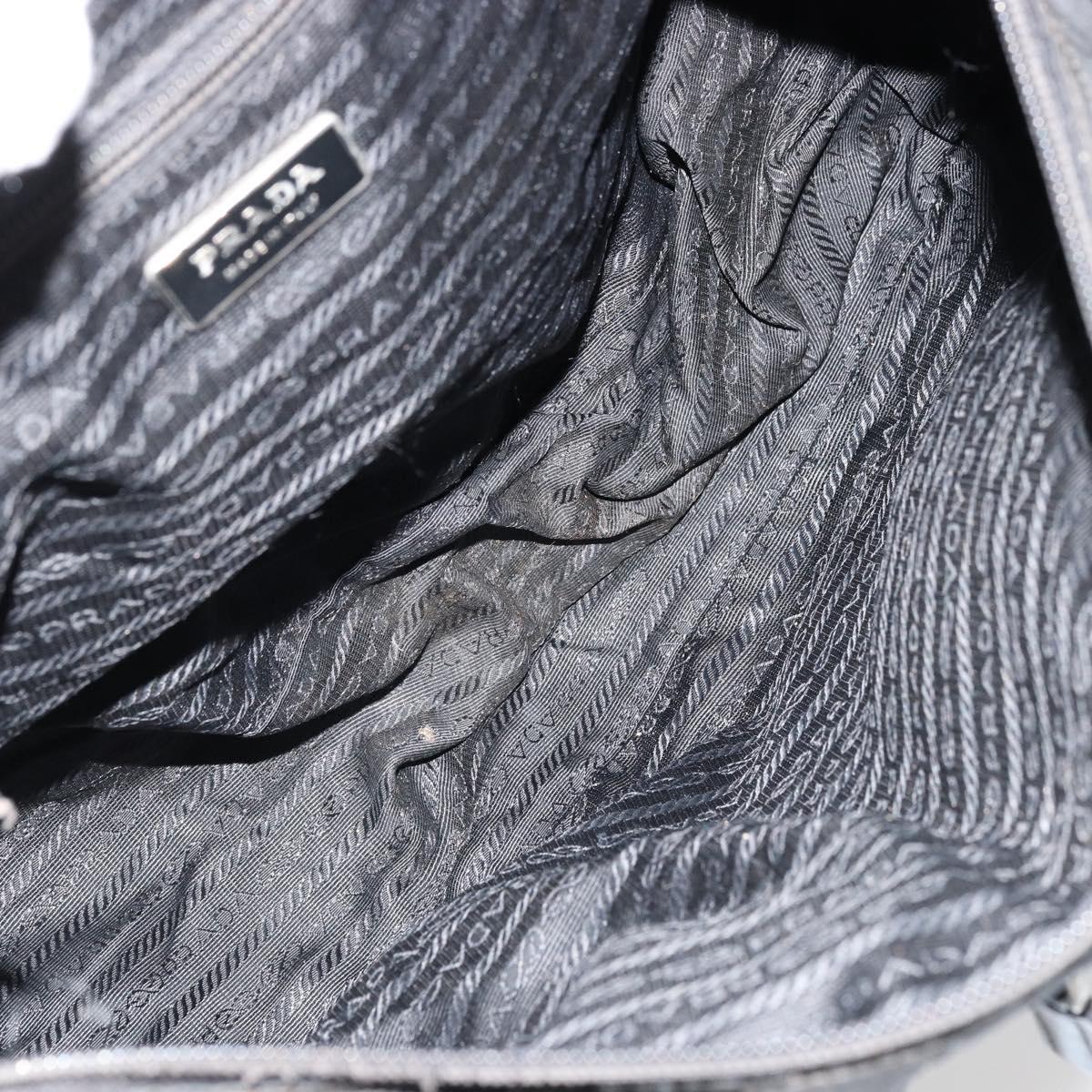 PRADA Shoulder Bag Nylon Black Silver Auth 176591