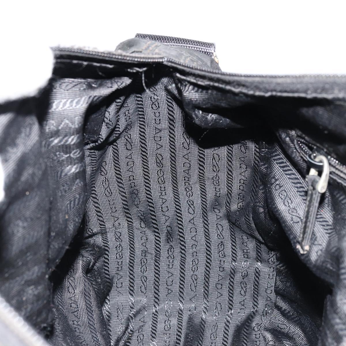 PRADA Shoulder Bag Nylon Black Silver Auth 176591