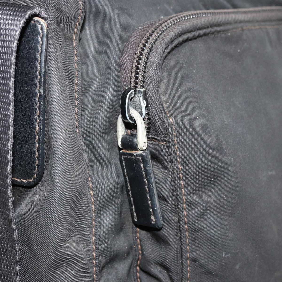 PRADA Shoulder Bag Nylon Black Silver Auth 176591