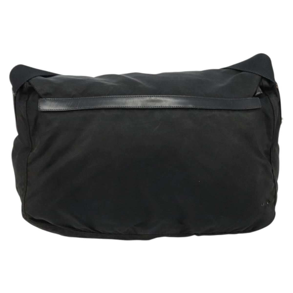 PRADA Shoulder Bag Nylon Black Silver Auth 176591