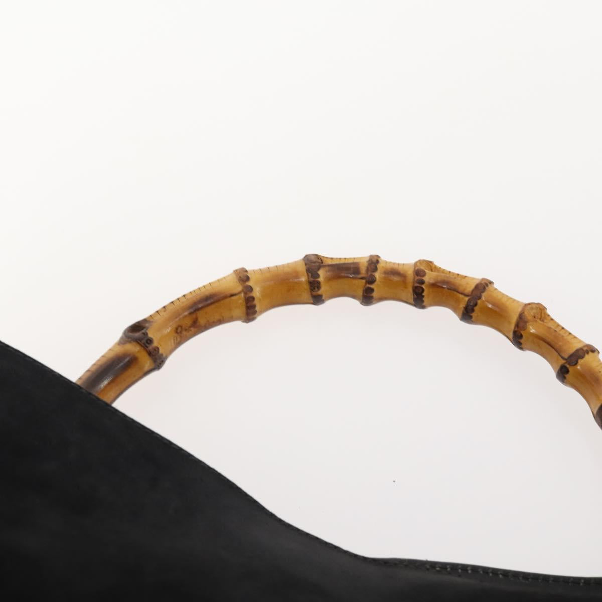 GUCCI Bamboo Shoulder Bag Suede Black Gold 001 1577 Auth 176611