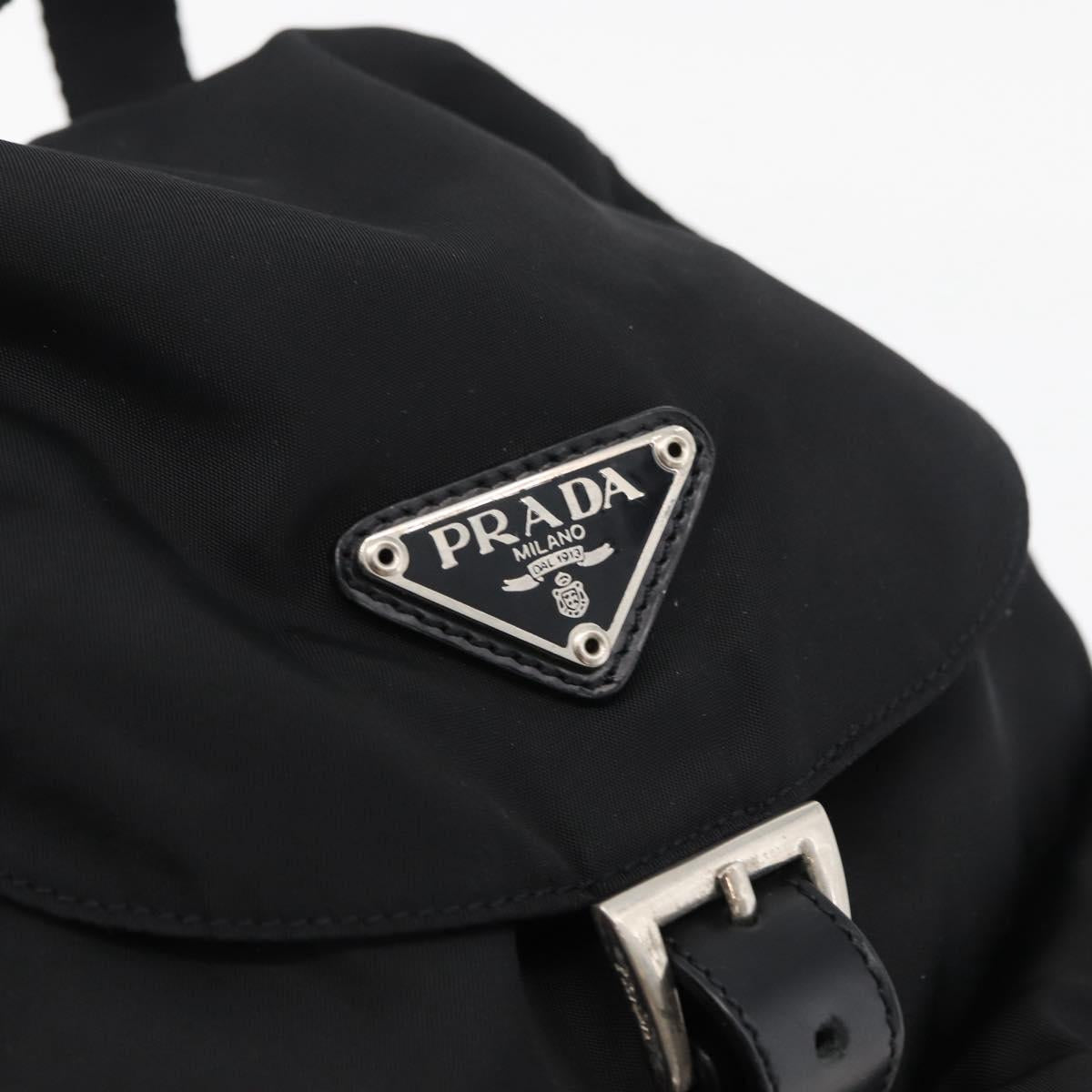 PRADA Backpack Nylon Black Silver Auth 176615A