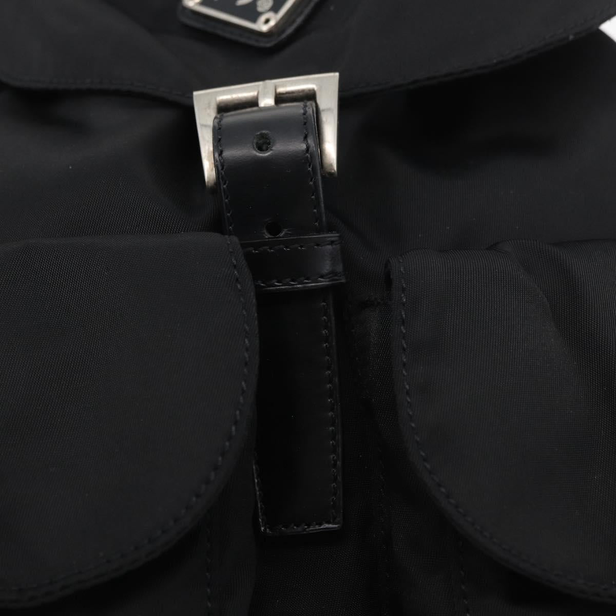 PRADA Backpack Nylon Black Silver Auth 176615A