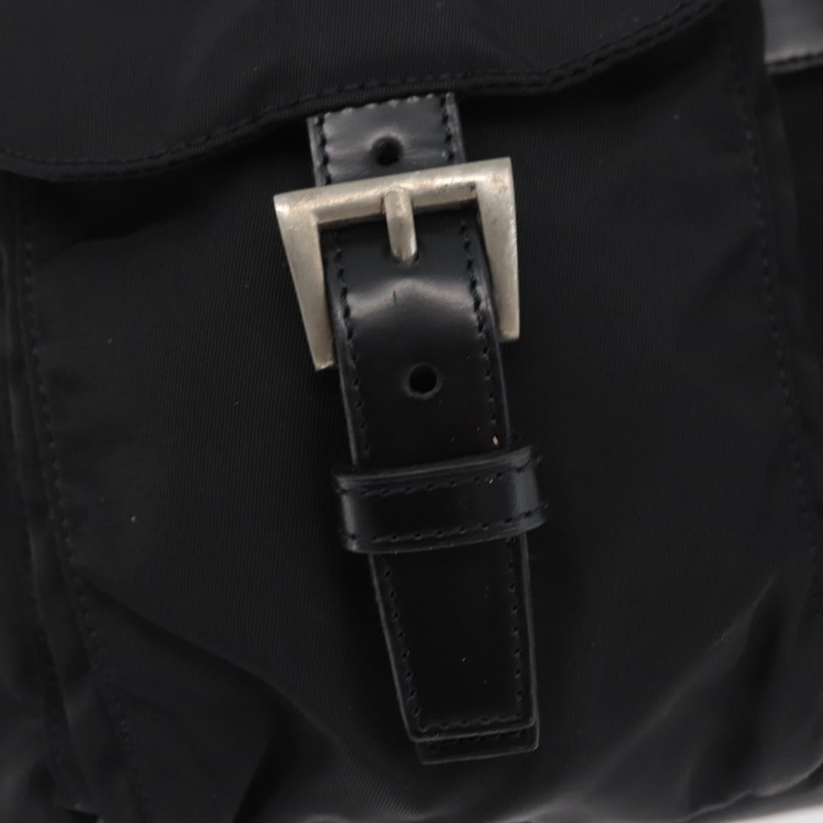 PRADA Backpack Nylon Black Silver Auth 176615A