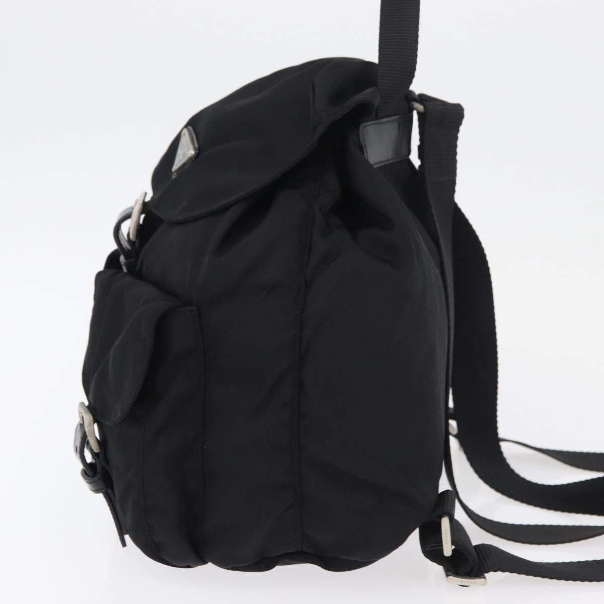 PRADA Backpack Nylon Black Silver Auth 176615A