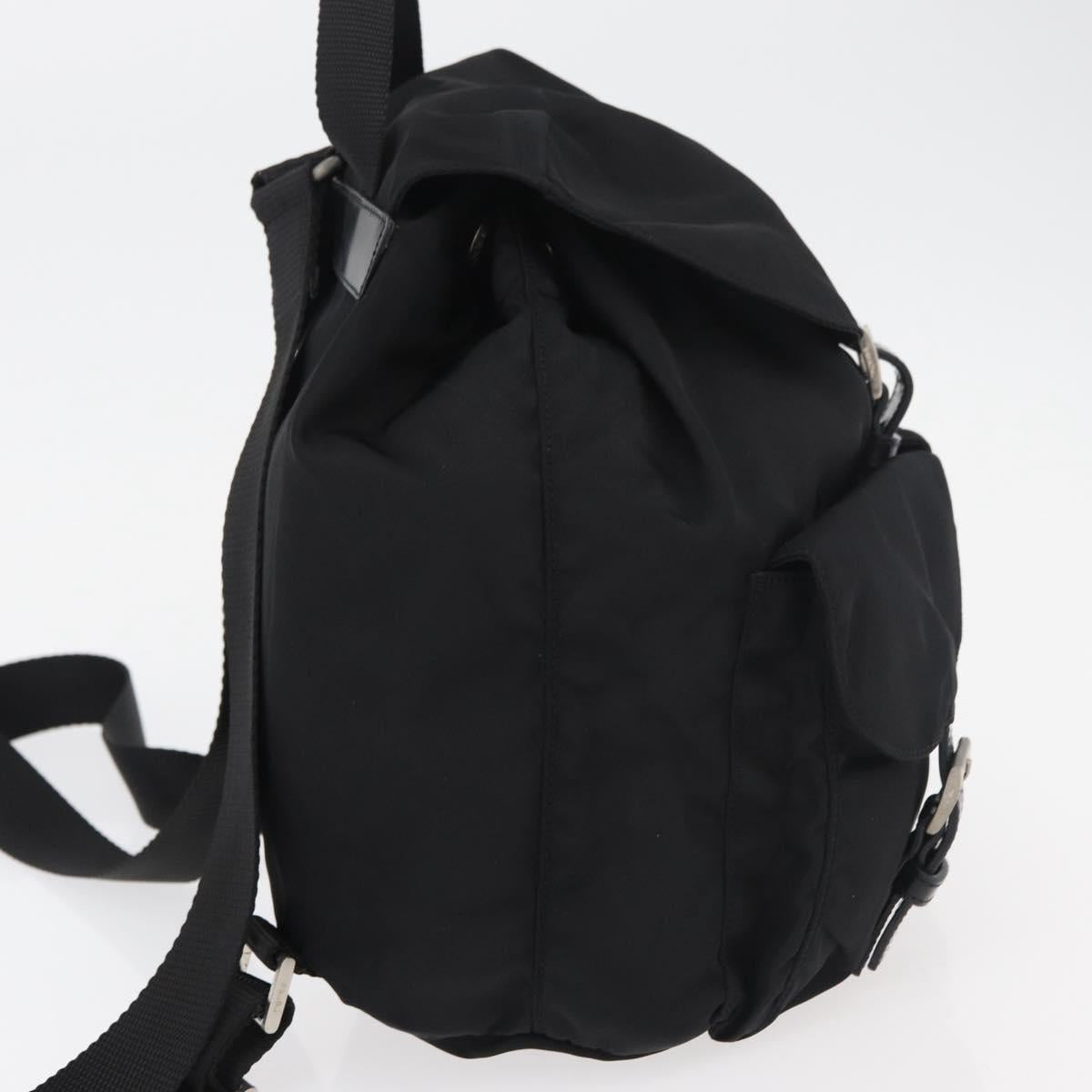 PRADA Backpack Nylon Black Silver Auth 176615A