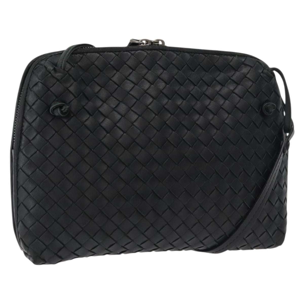 BOTTEGA VENETA INTRECCIATO Shoulder Bag Leather Black 245354 Auth 176616