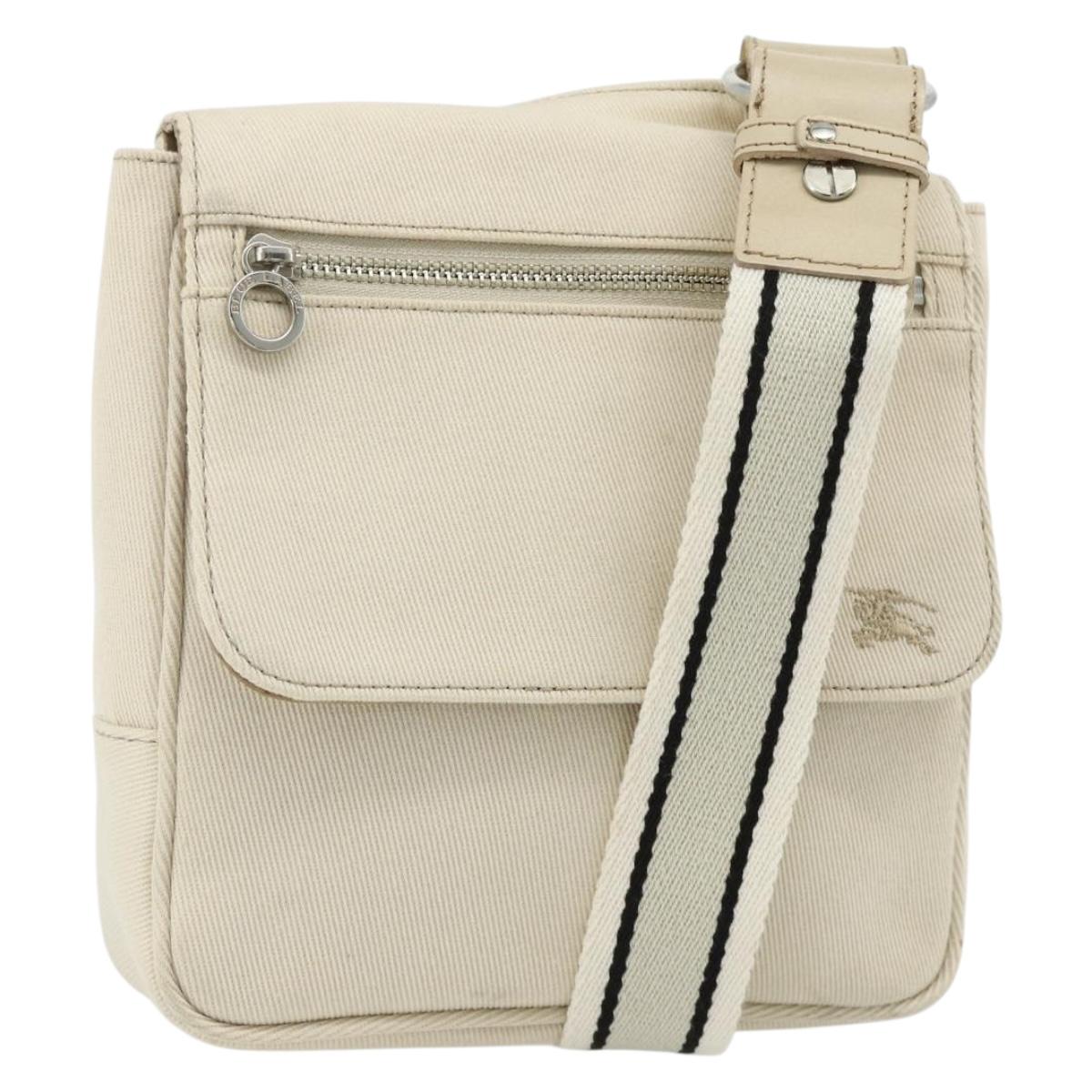 BURBERRY Blue Label Shoulder Bag Canvas Beige Silver Auth 176617