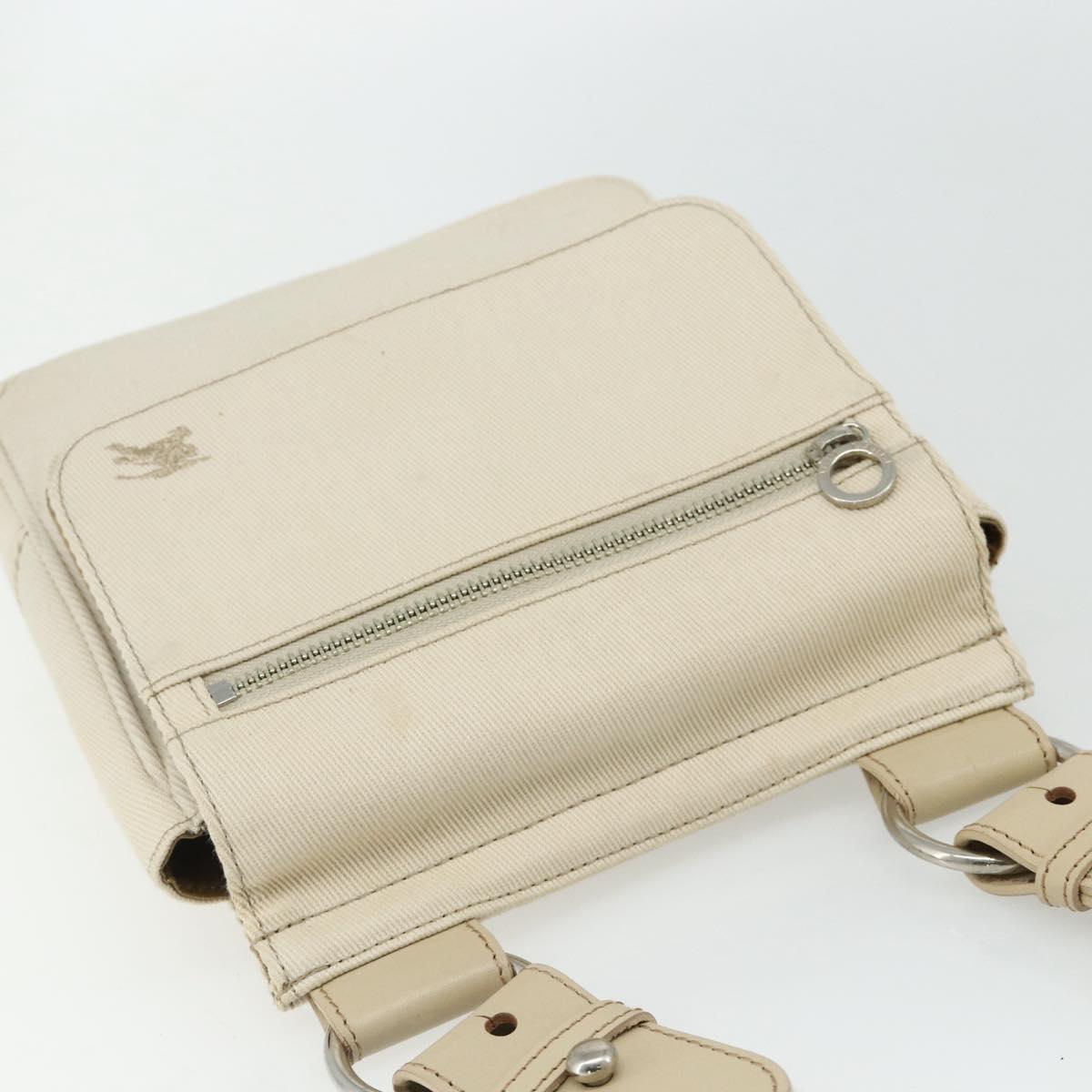 BURBERRY Blue Label Shoulder Bag Canvas Beige Silver Auth 176617