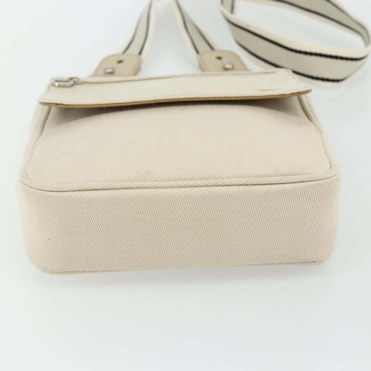 BURBERRY Blue Label Shoulder Bag Canvas Beige Silver Auth 176617