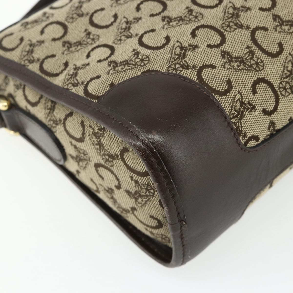 CELINE C Sulky Shoulder Bag Canvas Beige Gold Auth 176618