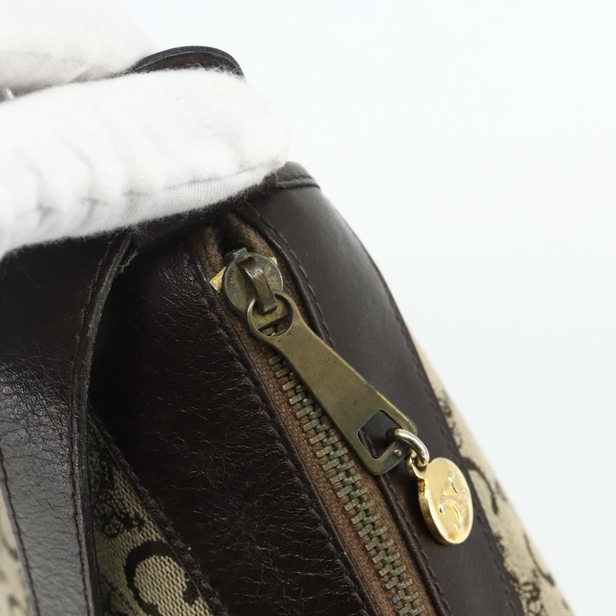 CELINE C Sulky Shoulder Bag Canvas Beige Gold Auth 176618