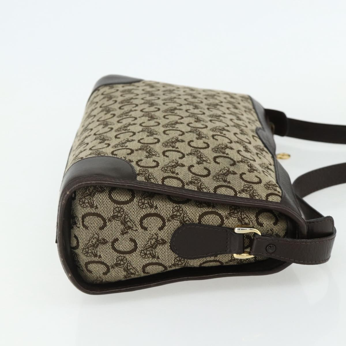 CELINE C Sulky Shoulder Bag Canvas Beige Gold Auth 176618