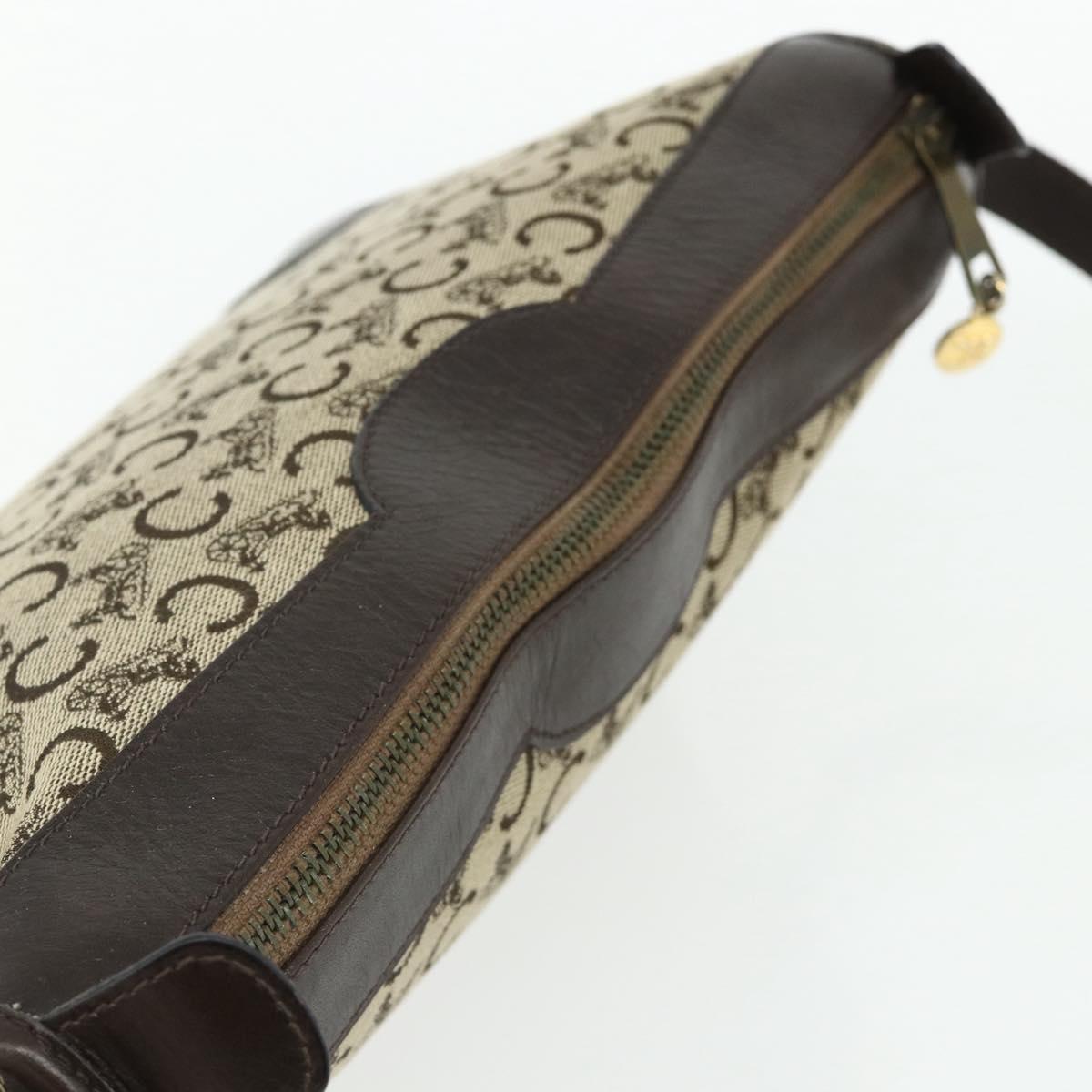 CELINE C Sulky Shoulder Bag Canvas Beige Gold Auth 176618