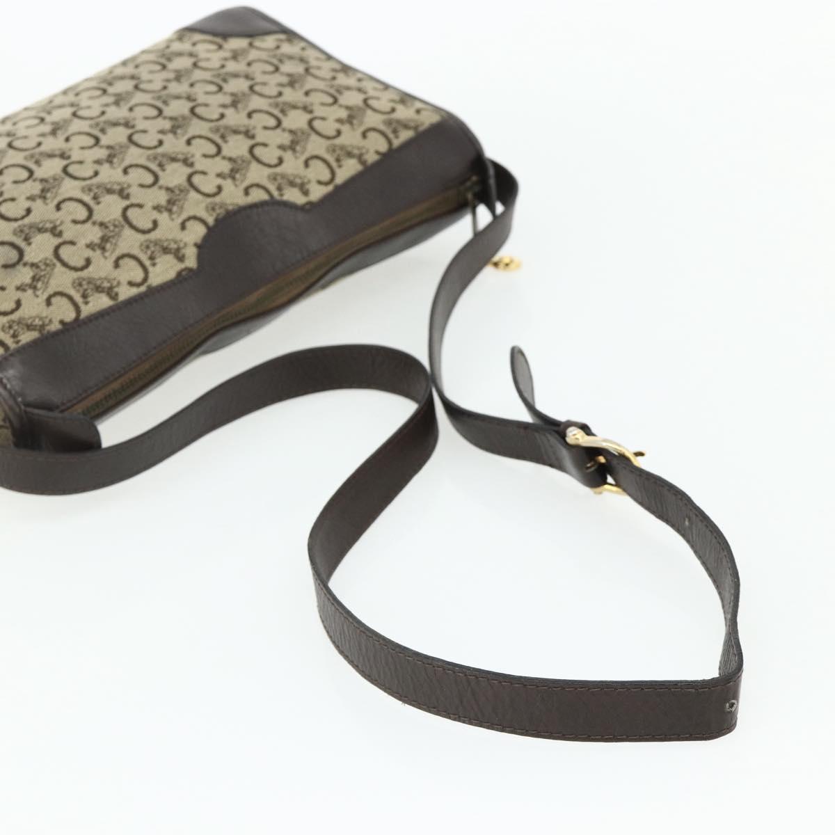 CELINE C Sulky Shoulder Bag Canvas Beige Gold Auth 176618