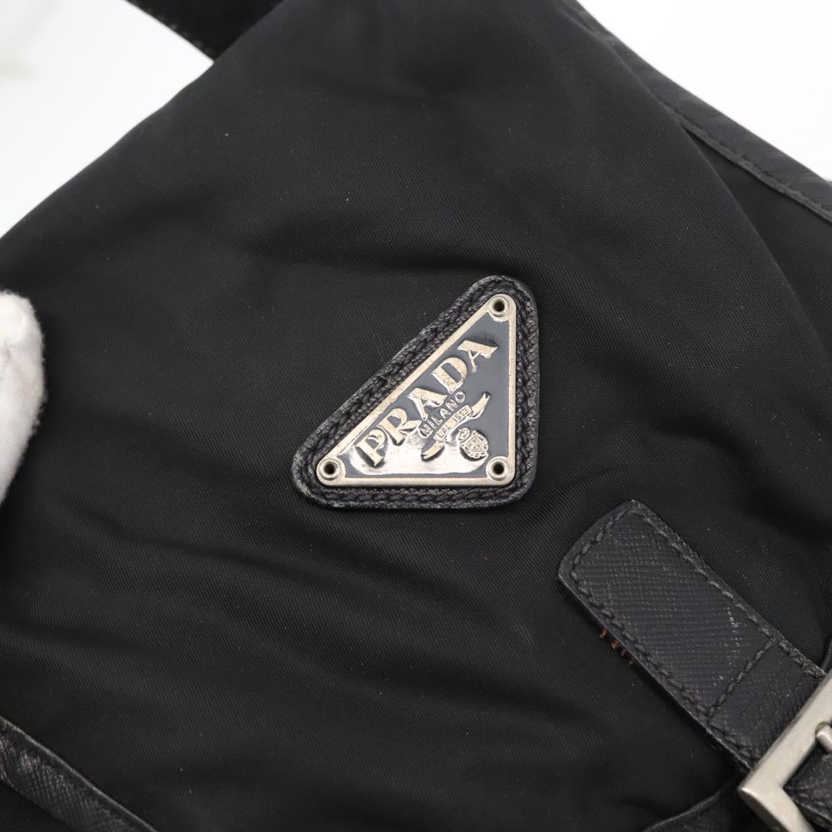 PRADA Backpack Nylon Black Silver Auth 176629