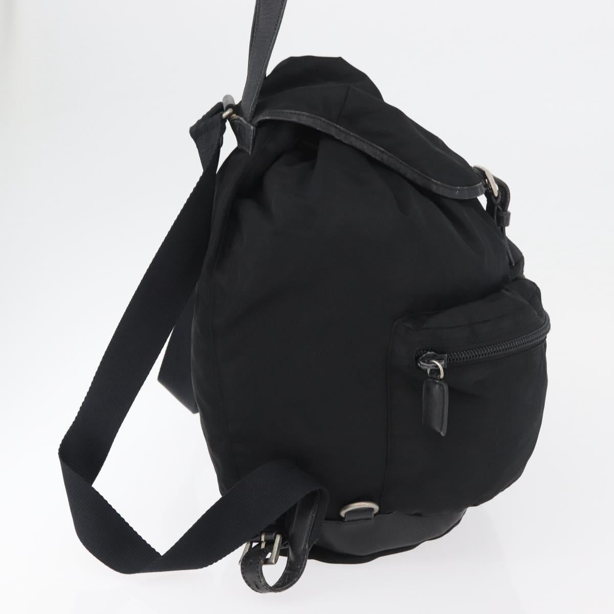 PRADA Backpack Nylon Black Silver Auth 176629