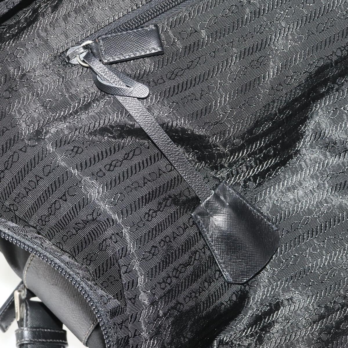 PRADA Boston Bag Nylon 2way Black Silver Auth 176630