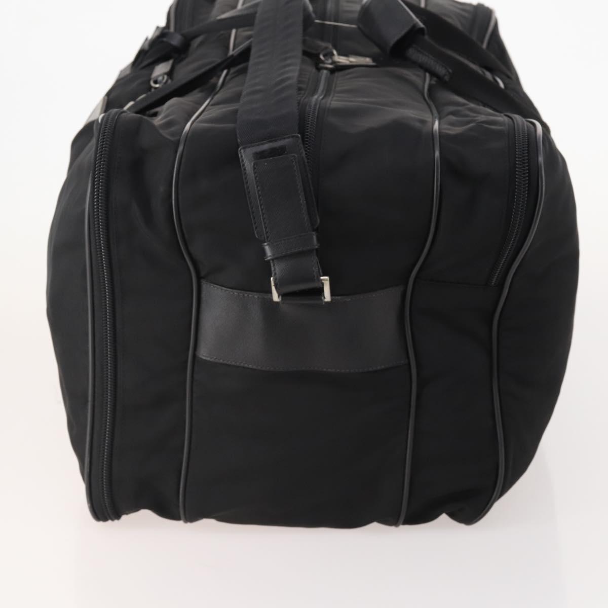 PRADA Boston Bag Nylon 2way Black Silver Auth 176630