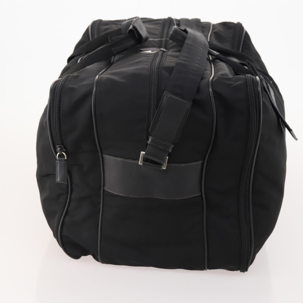 PRADA Boston Bag Nylon 2way Black Silver Auth 176630