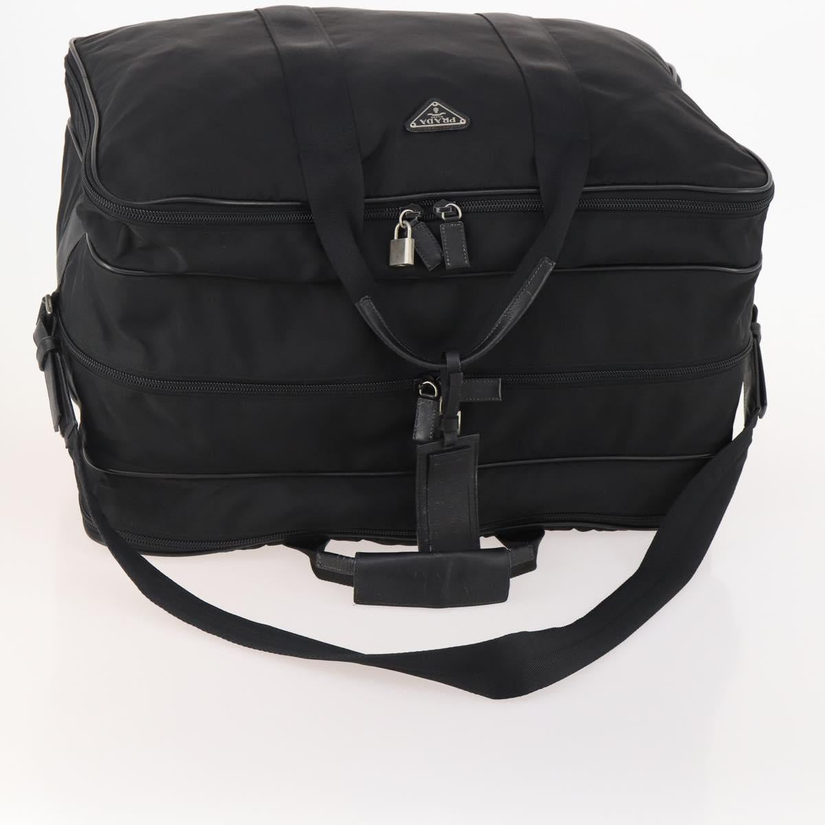 PRADA Boston Bag Nylon 2way Black Silver Auth 176630
