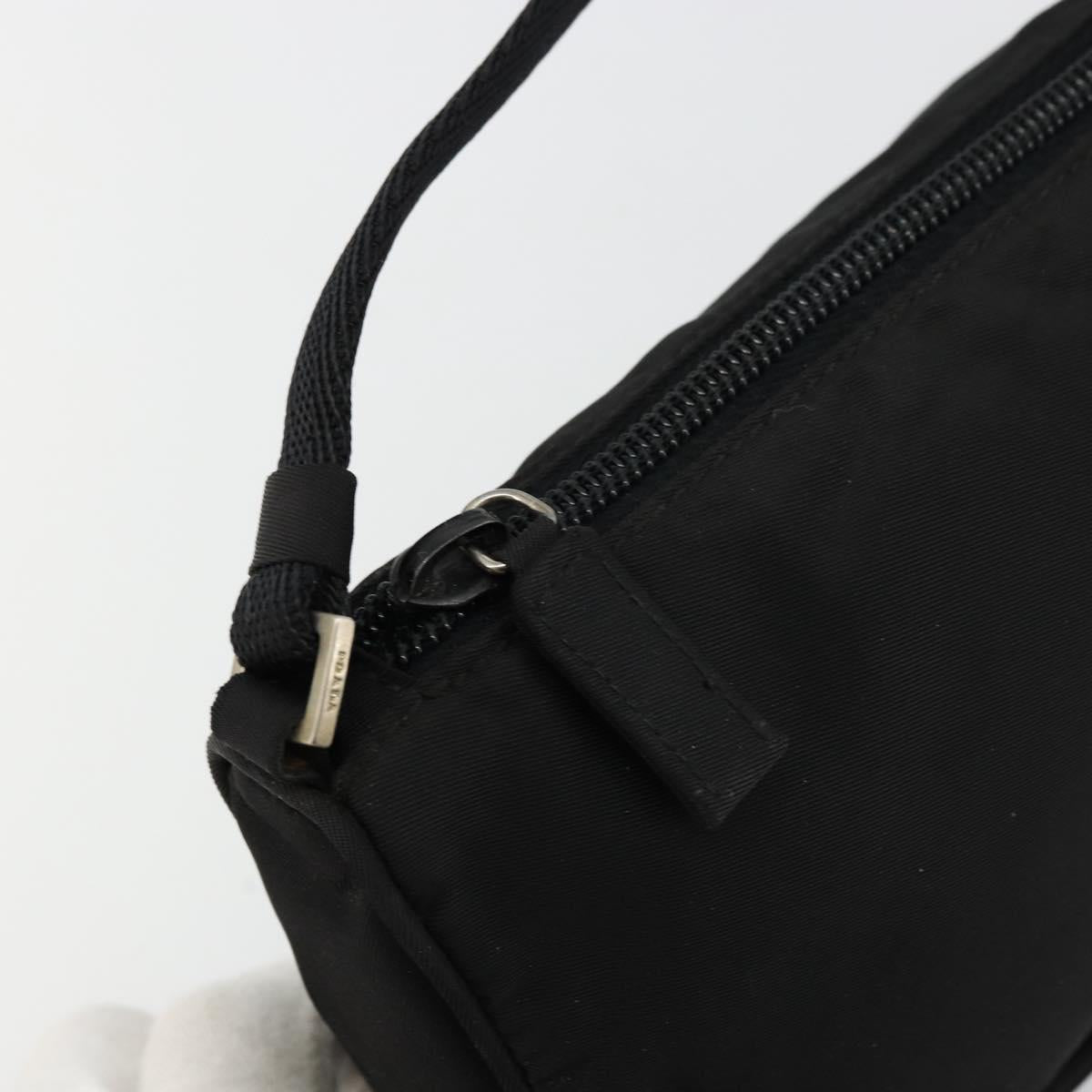 PRADA Accessory Pouch Nylon Black Silver Auth 176631A