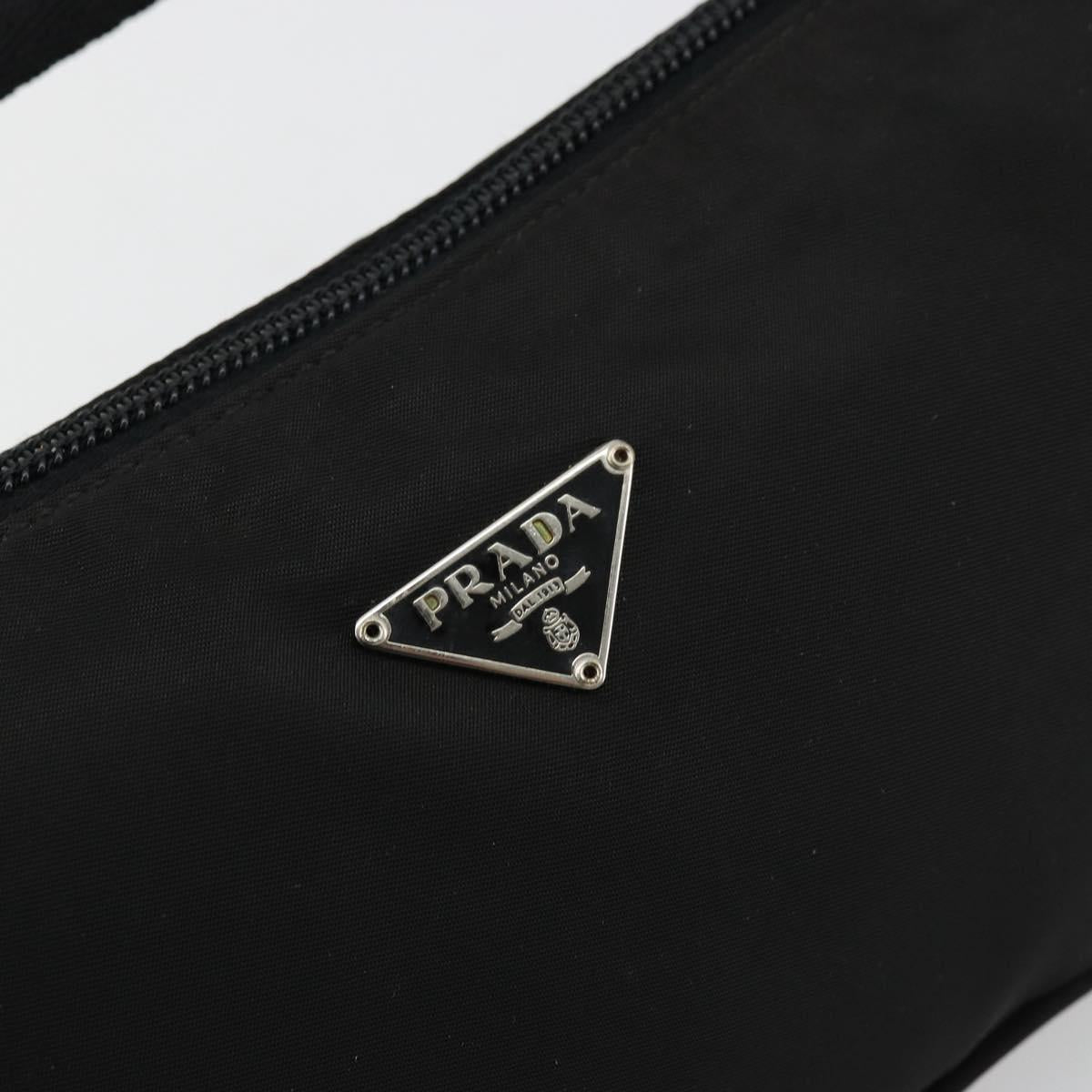 PRADA Accessory Pouch Nylon Black Silver Auth 176631A