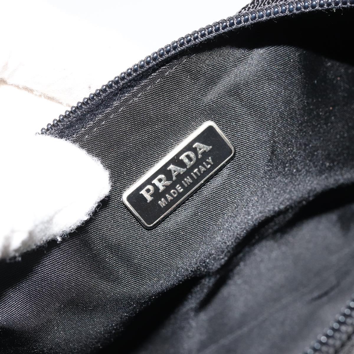 PRADA Accessory Pouch Nylon Black Silver Auth 176631A