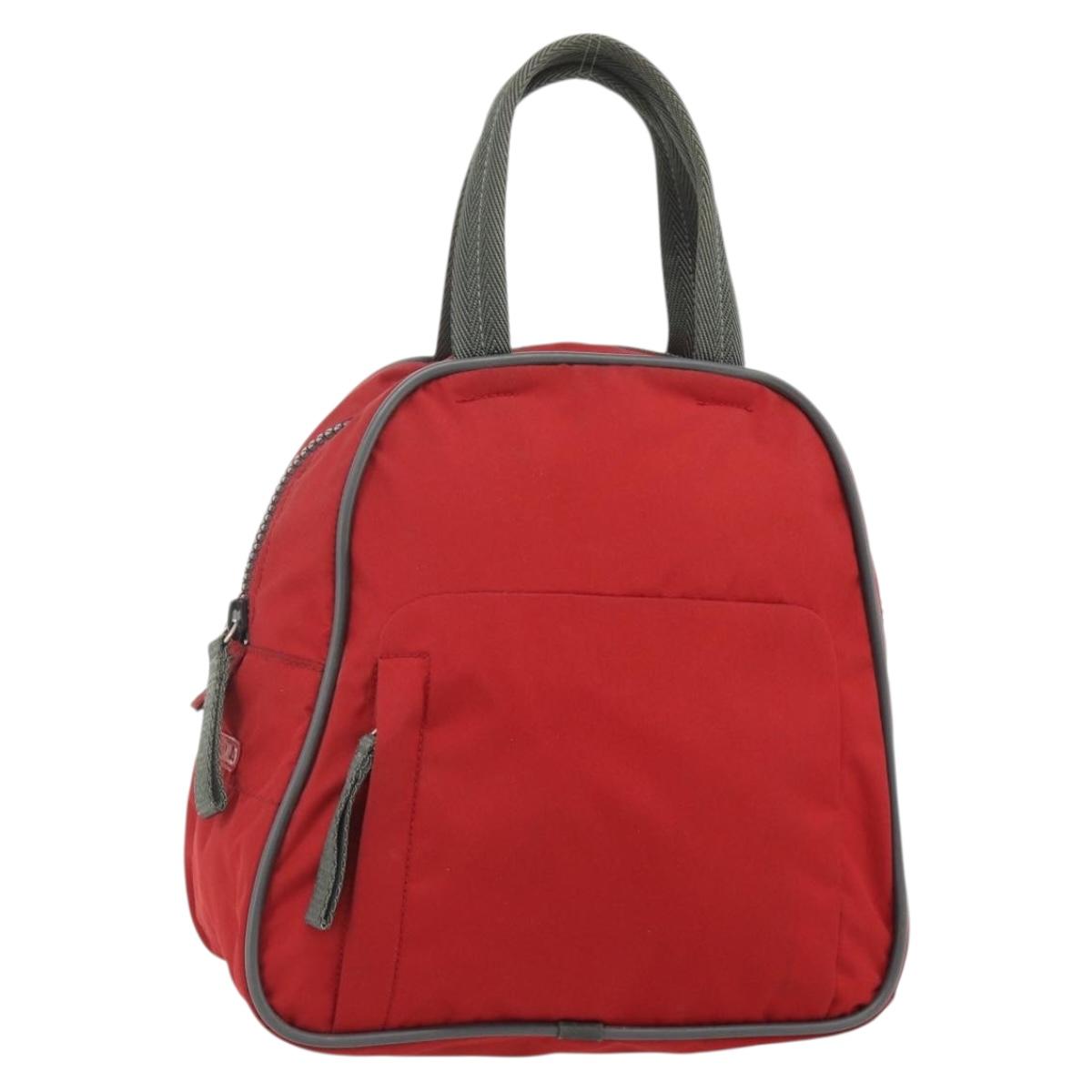 PRADA Sports Hand Bag Nylon Red Silver Auth 176633A