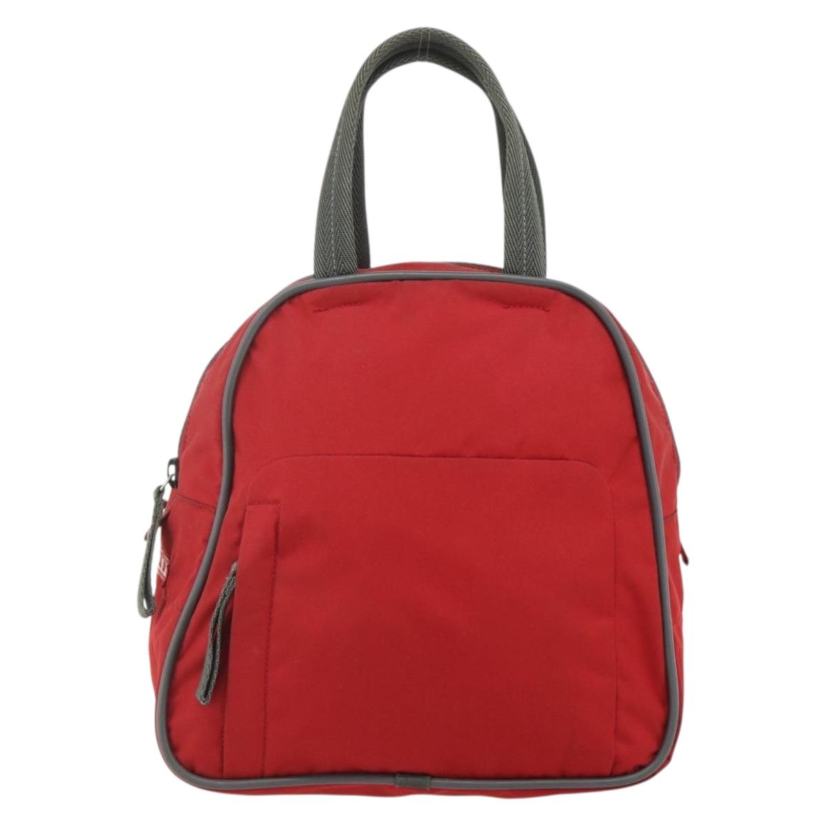 PRADA Sports Hand Bag Nylon Red Silver Auth 176633A