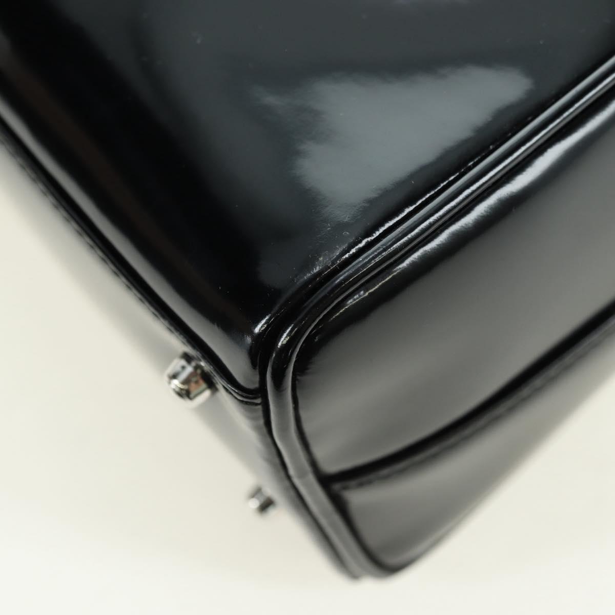 GUCCI Hand Bag Patent leather 2way Black Silver Auth 176640
