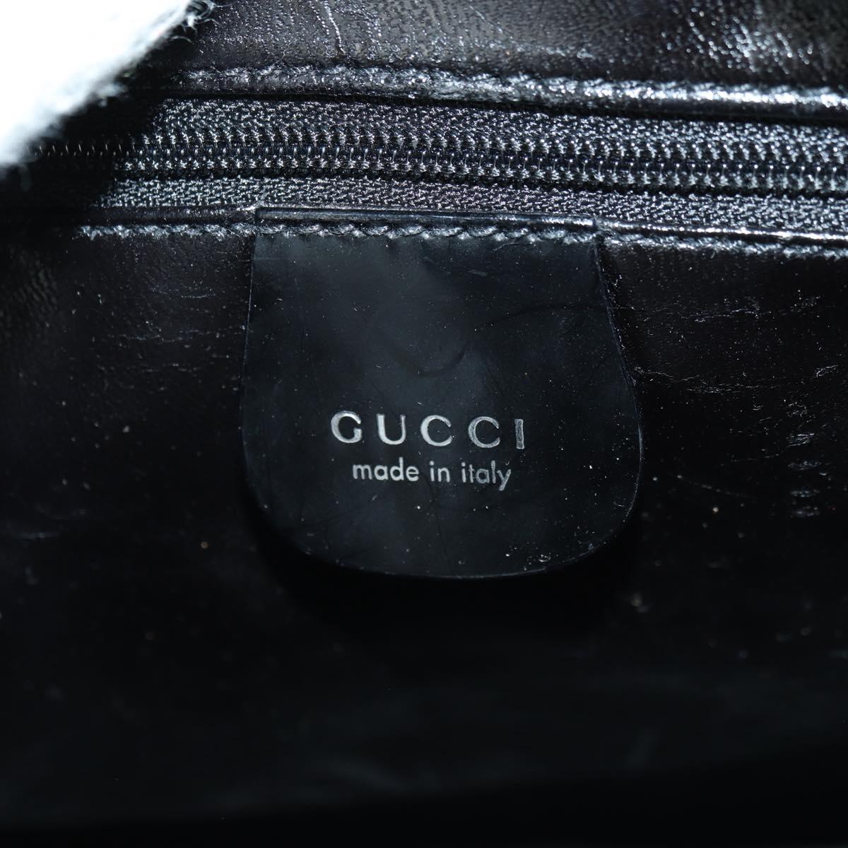 GUCCI Hand Bag Patent leather 2way Black Silver Auth 176640