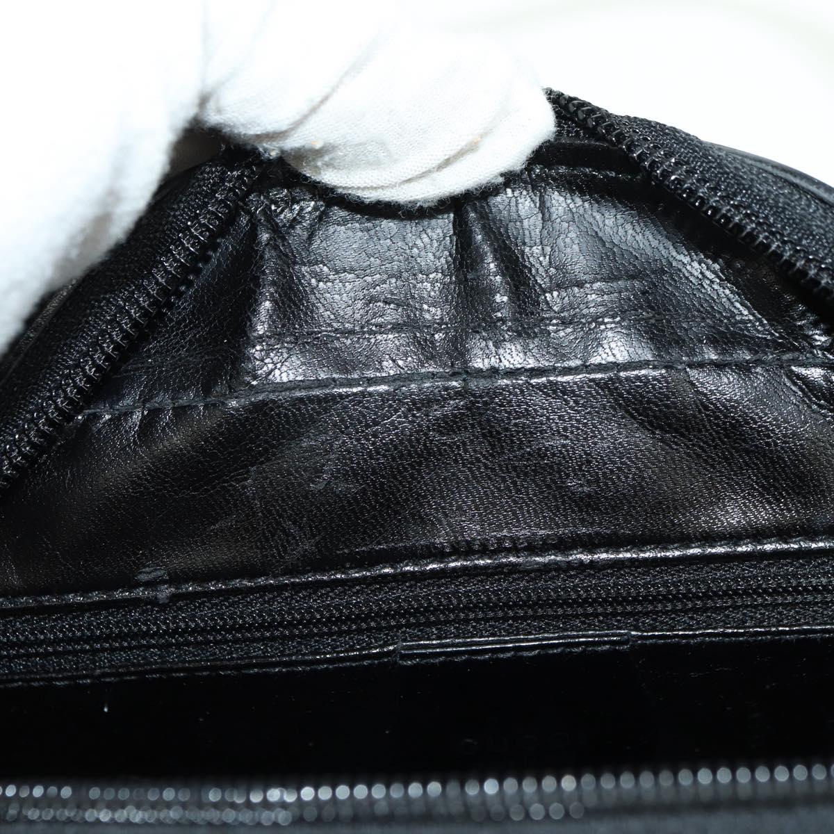GUCCI Hand Bag Patent leather 2way Black Silver Auth 176640