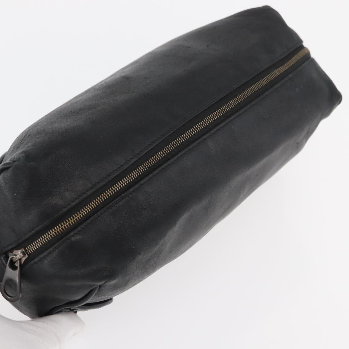 BOTTEGA VENETA Clutch Bag Leather Black Auth 176641
