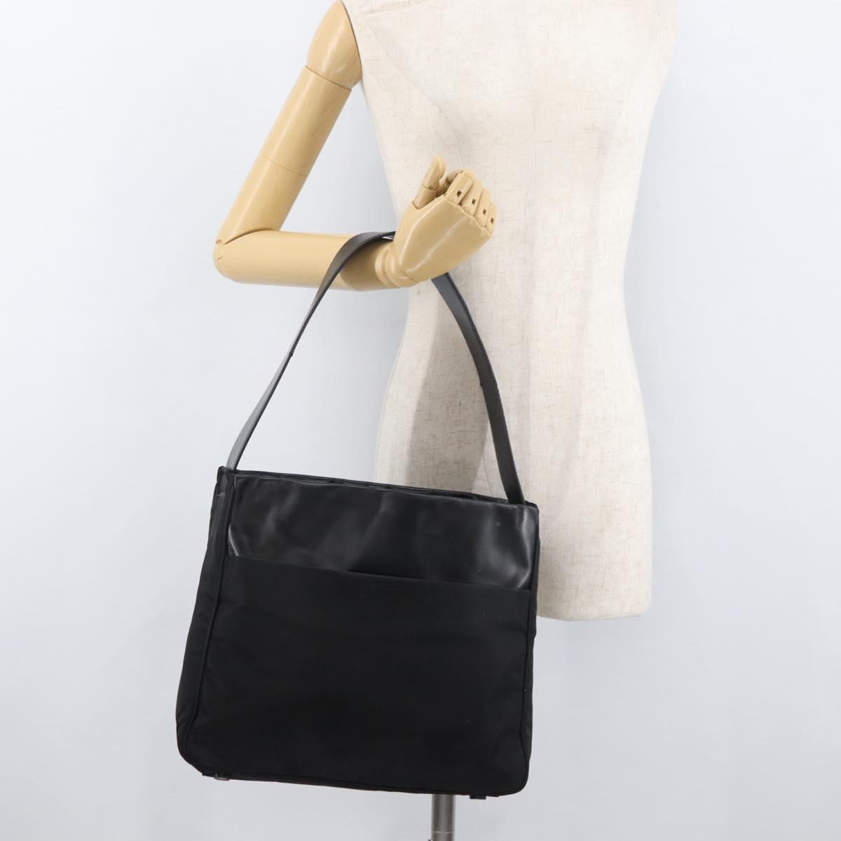 PRADA Shoulder Bag Nylon Black Silver Auth 176642
