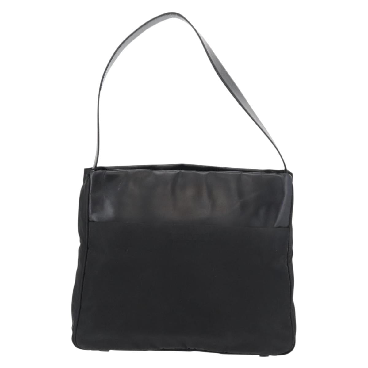 PRADA Shoulder Bag Nylon Black Silver Auth 176642