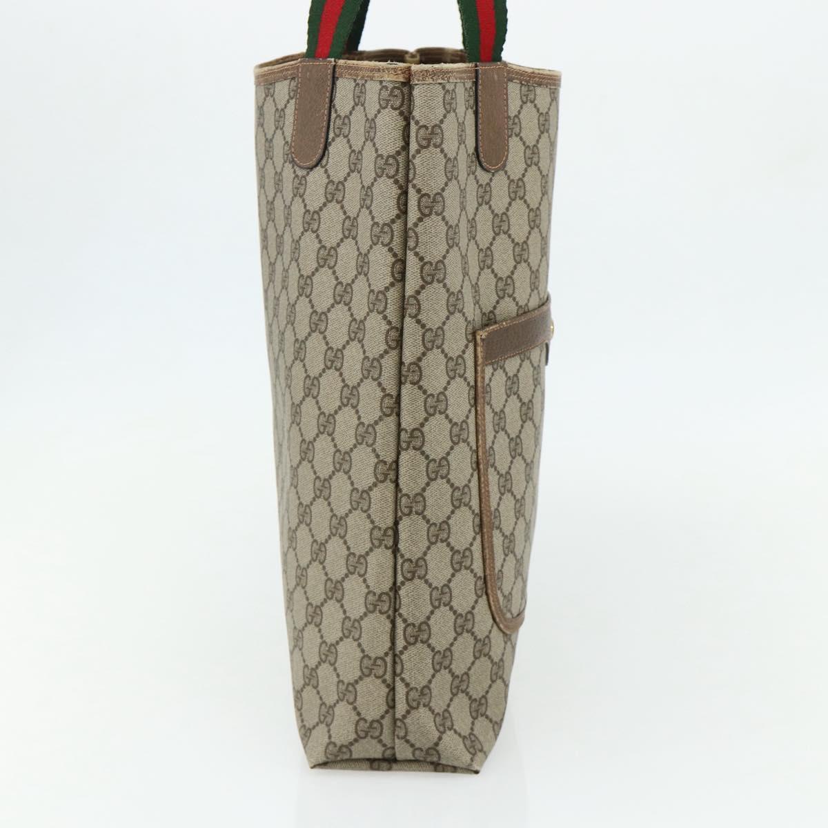 GUCCI GG Supreme Web Sherry Line Tote Bag PVC Beige Red 39 02 003 Auth 176643