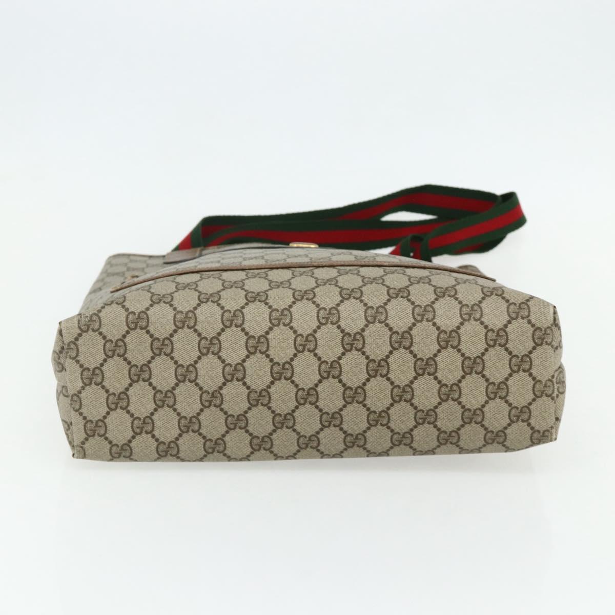 GUCCI GG Supreme Web Sherry Line Tote Bag PVC Beige Red 39 02 003 Auth 176643