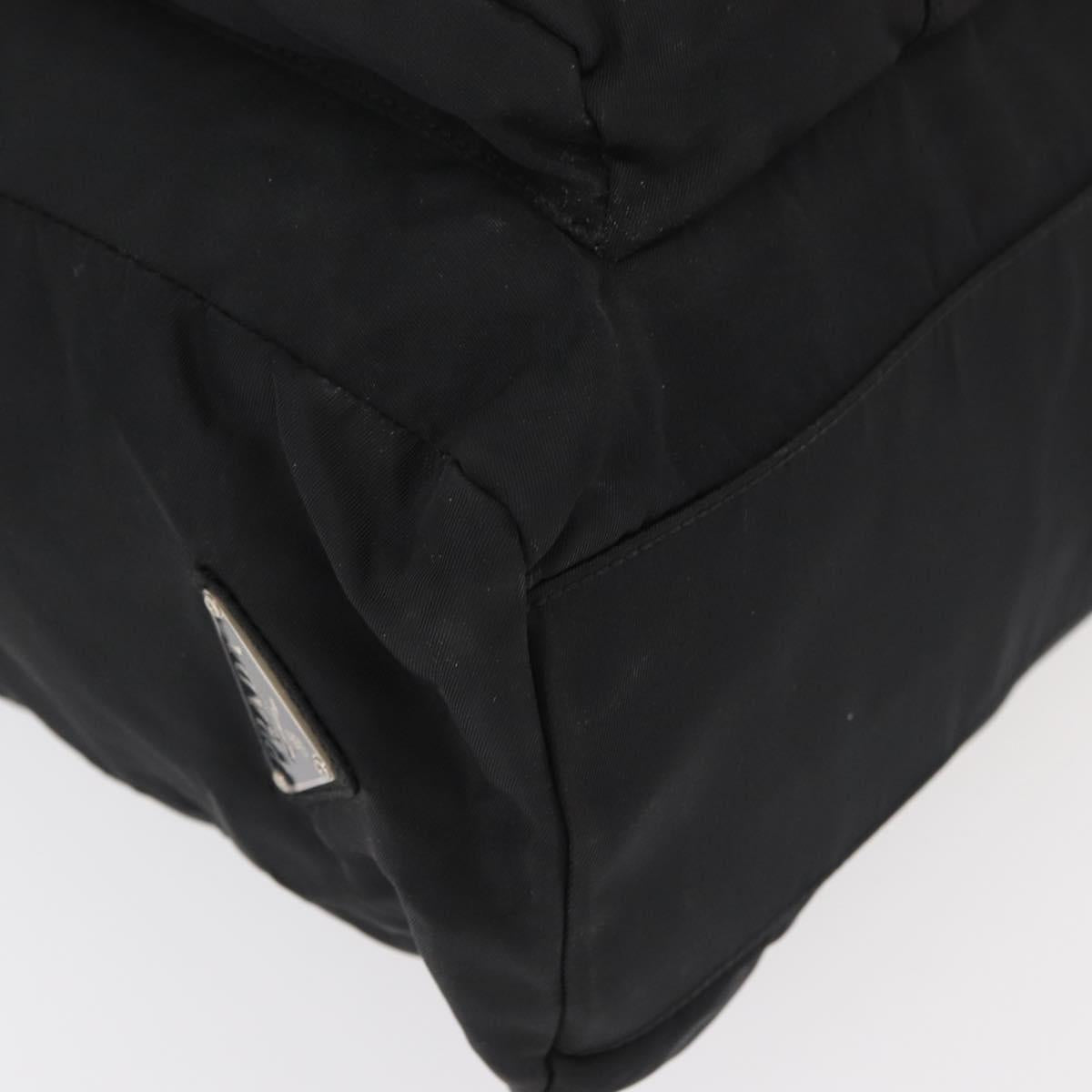 PRADA Tote Bag Nylon Black Silver Auth 176645