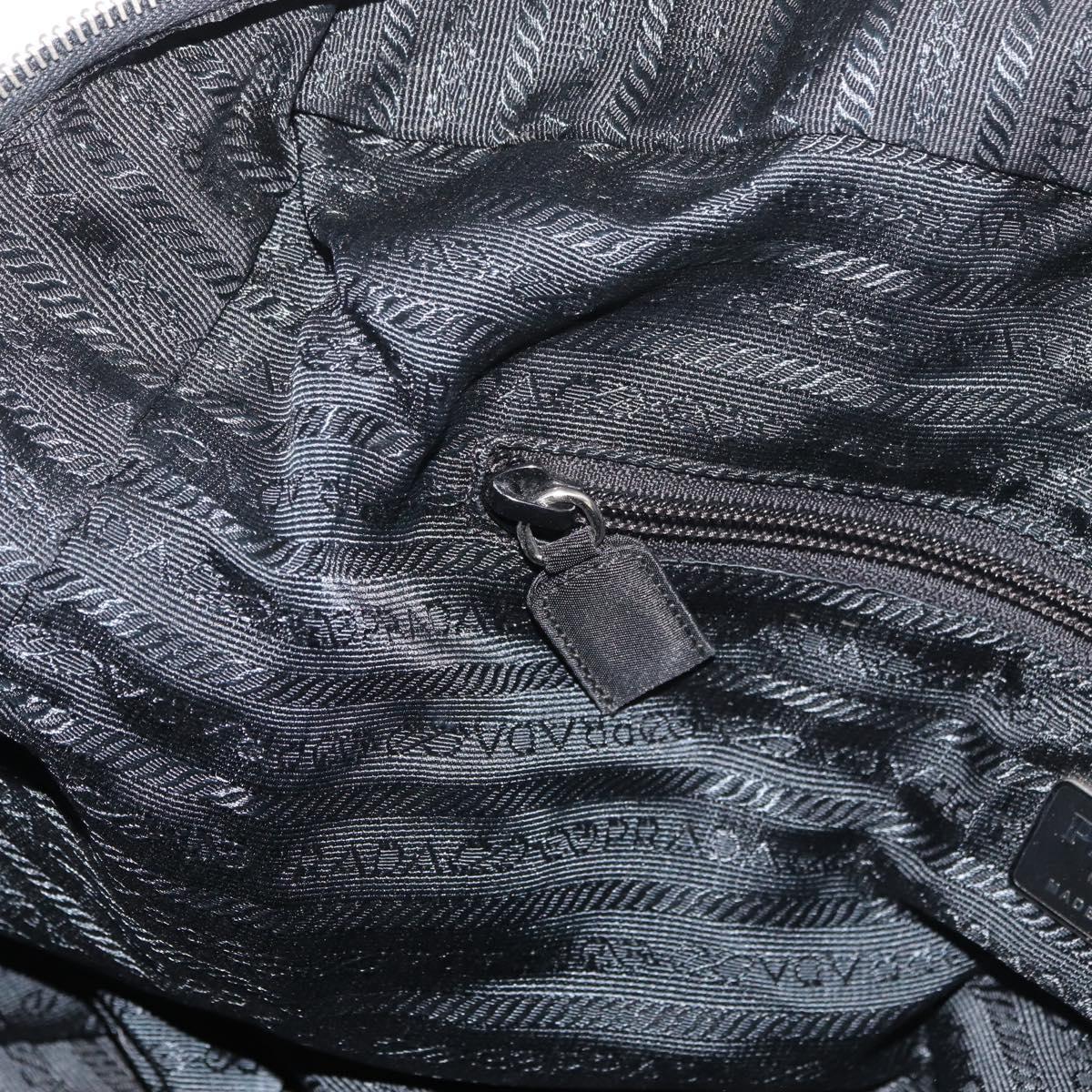 PRADA Tote Bag Nylon Black Silver Auth 176645