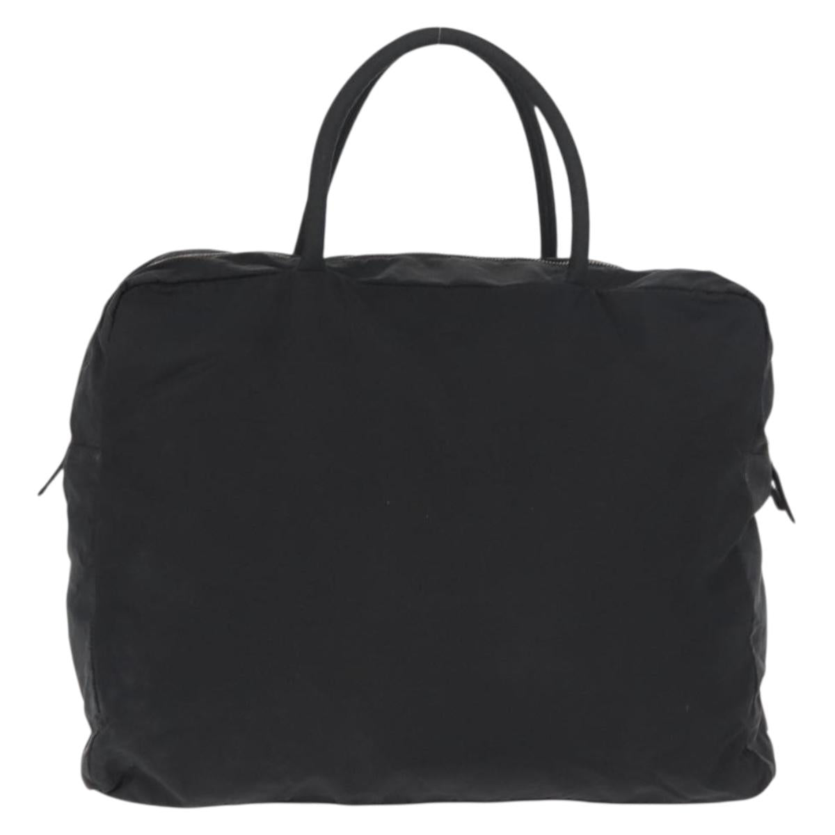 PRADA Tote Bag Nylon Black Silver Auth 176645