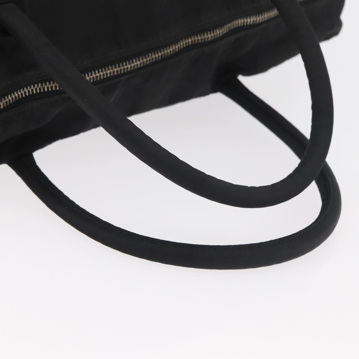 PRADA Tote Bag Nylon Black Silver Auth 176645