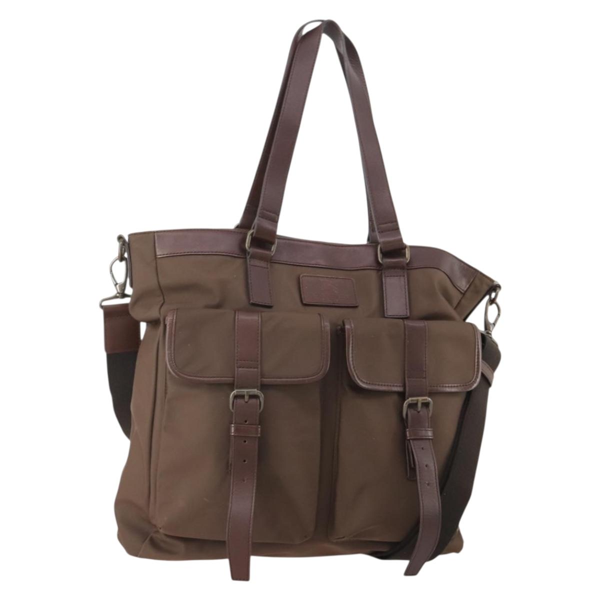 BURBERRY Tote Bag Nylon 2way Brown Auth 176648A