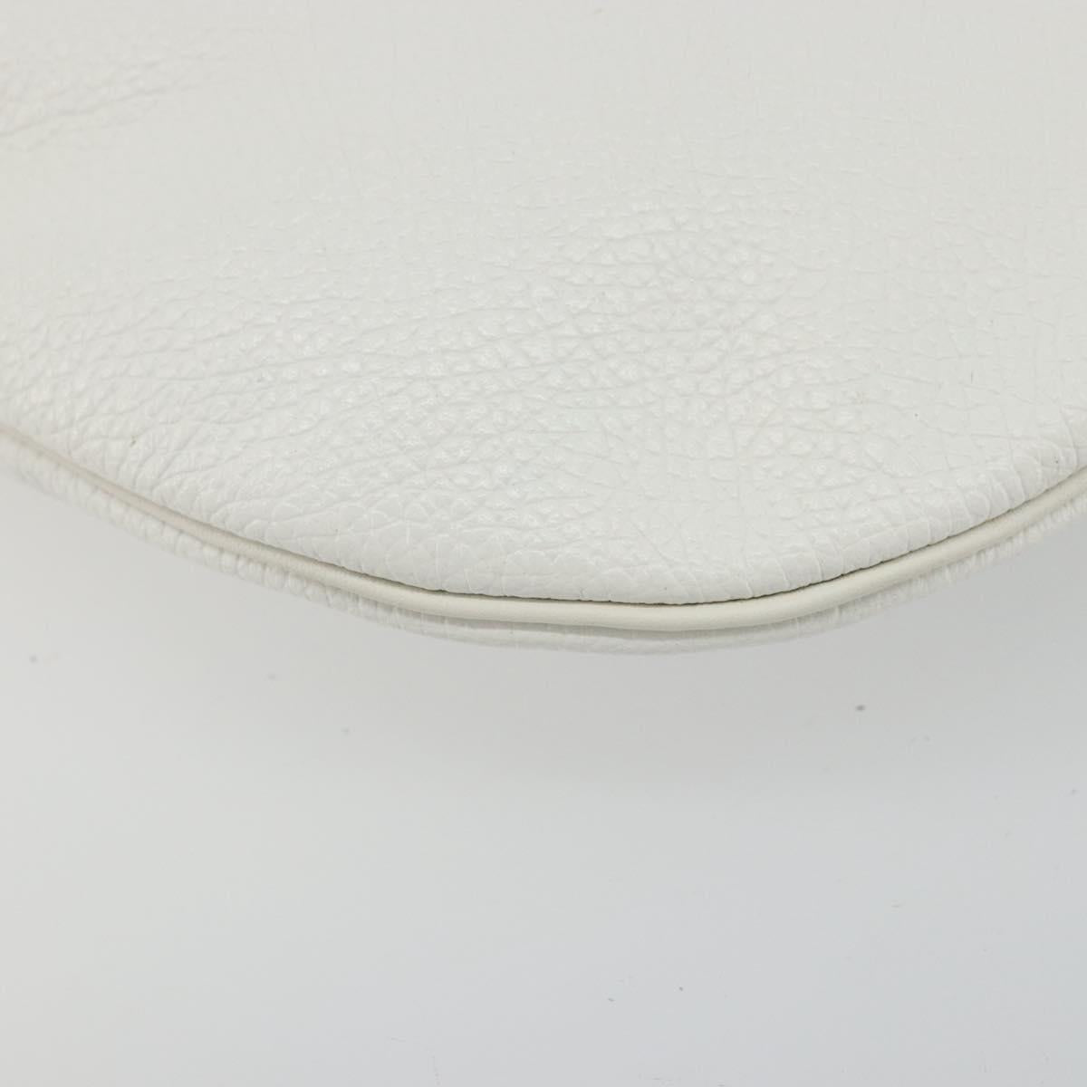 Christian Dior Shoulder Bag Leather White Gold Auth 176650