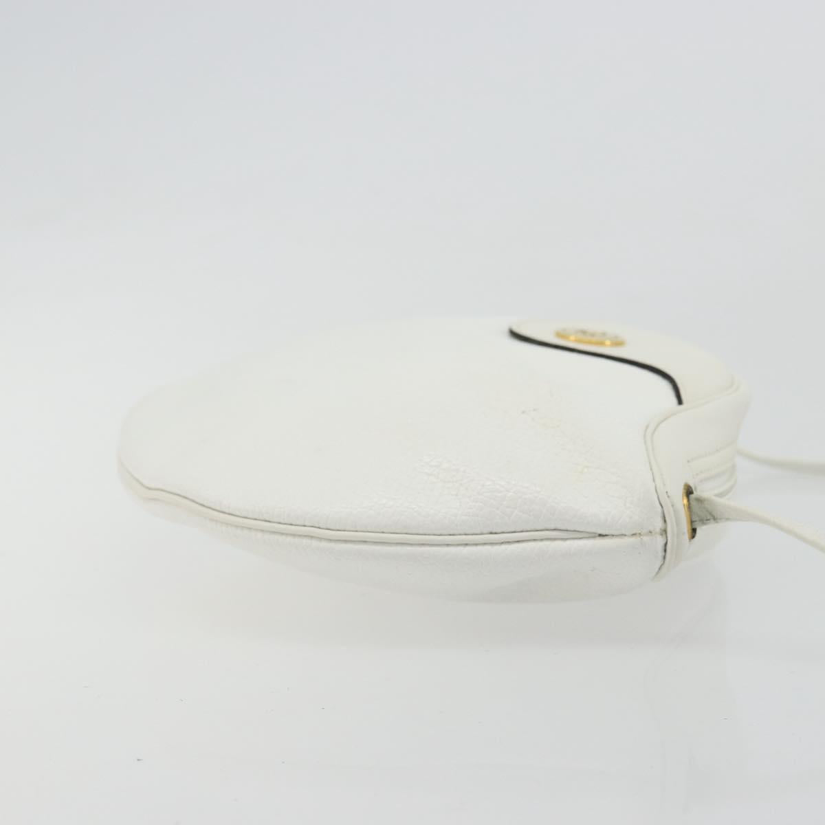 Christian Dior Shoulder Bag Leather White Gold Auth 176650