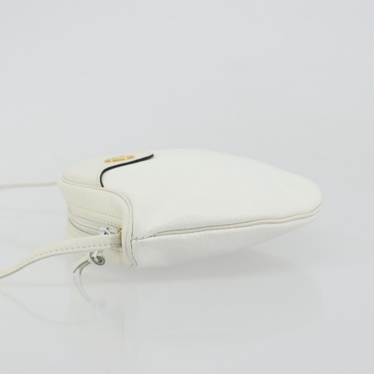 Christian Dior Shoulder Bag Leather White Gold Auth 176650