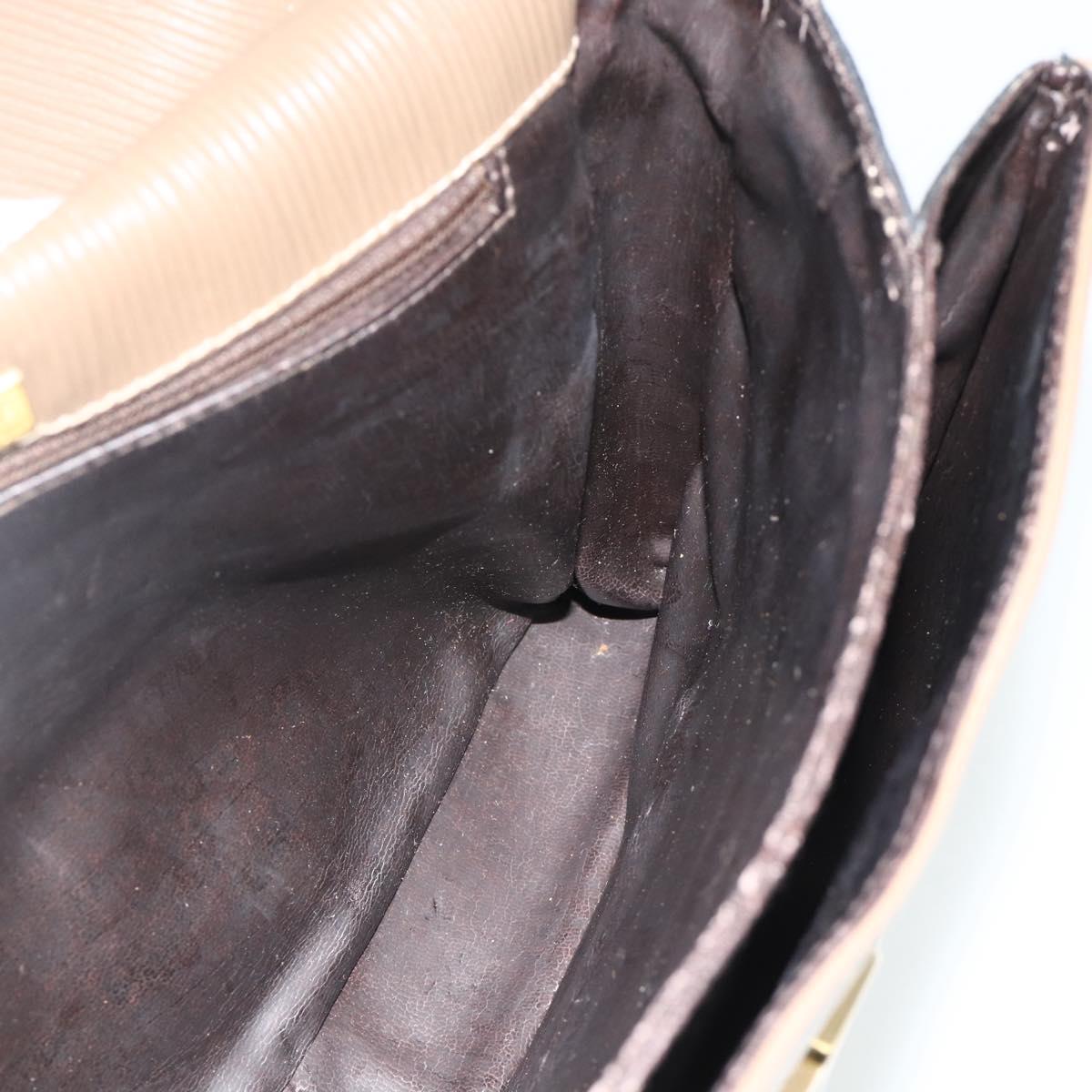 FENDI Zucchino Canvas Shoulder Bag Beige Gold Auth 176651