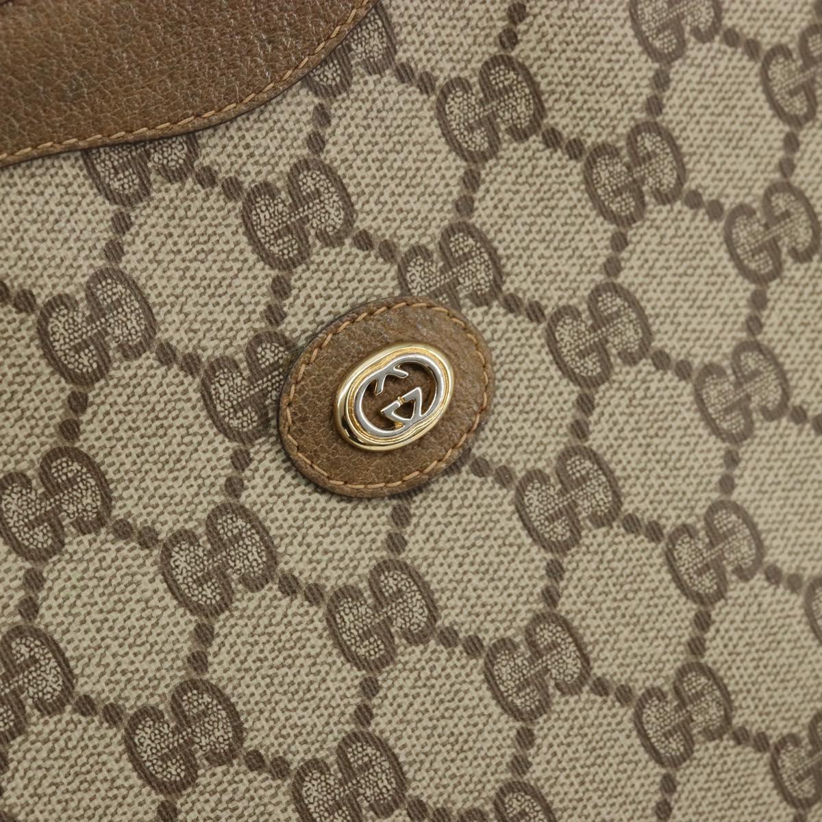 GUCCI GG Supreme Clutch Bag PVC Beige Gold 97 01 036 Auth 176652